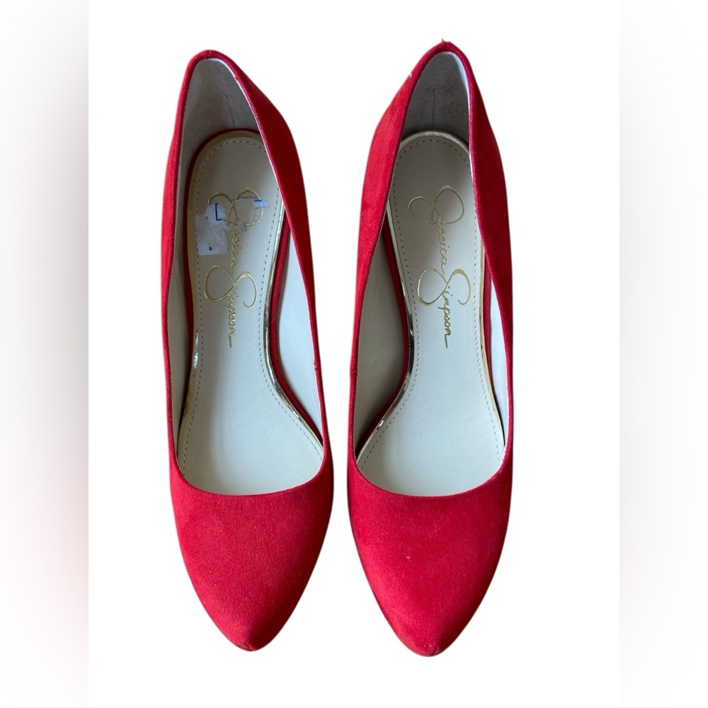 Jessica Simpson Red Women's Shoes heels red size 7 1/2 faux suede